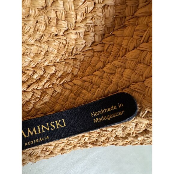 Helen Kaminski Women Natural 100% Raffia Boater Sun Hat Black Ribbon Handmade OS main image 15